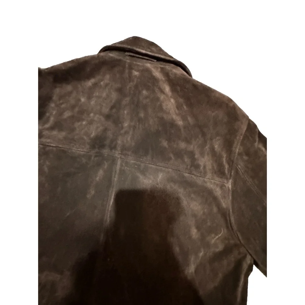 Banana Republic Soft Heavy Weight Chocolate Brown Suede Leather Jacket - M